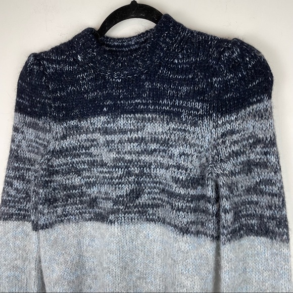 Banana Republic Merino Extra Fine Merino Wool Alpaca Blue Colorblock Sweater - Picture 3 of 12